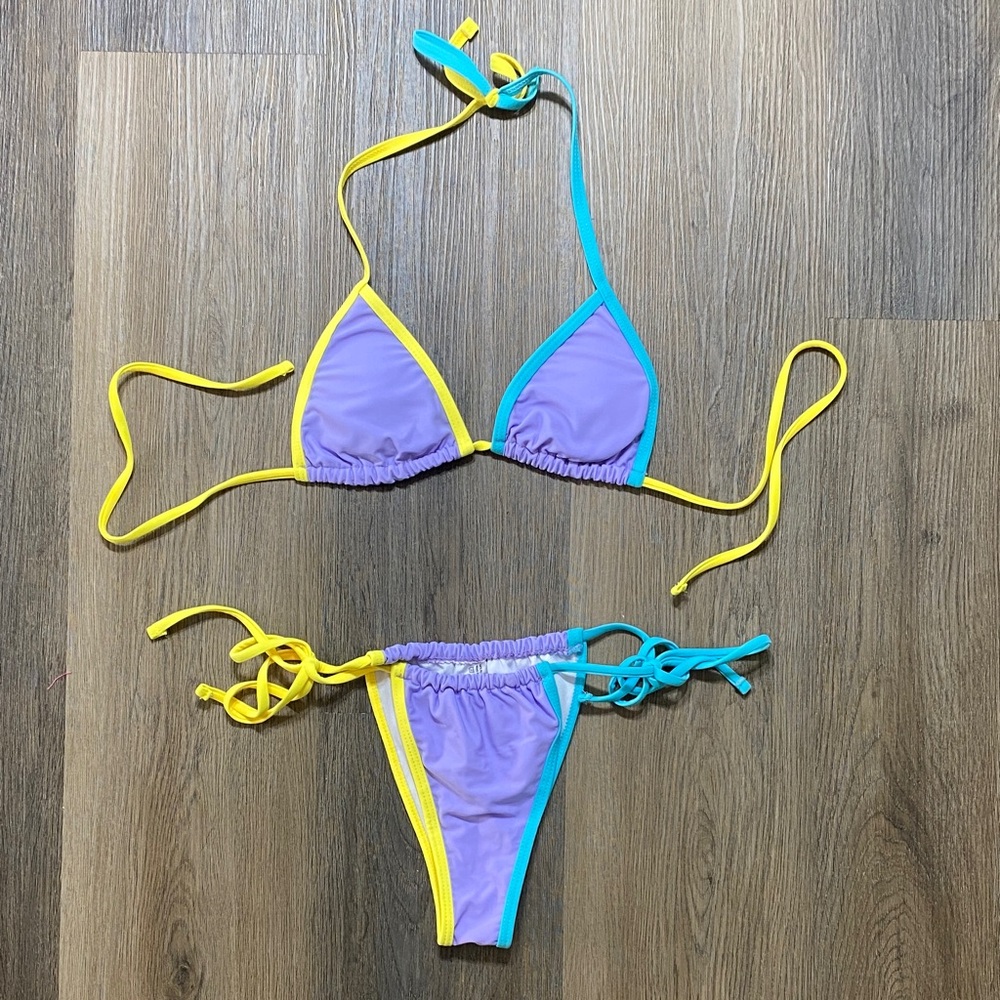 Amazon Essentials Women's Bikini in Purple and Yellow